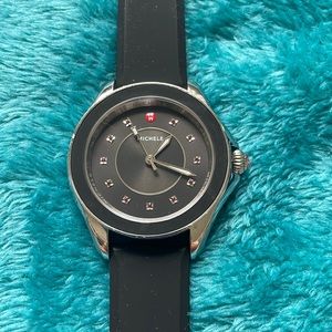 Michele black watch with red numbers